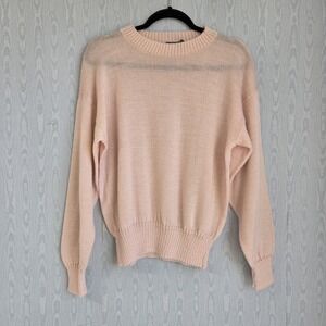 Vtg 80s YarnWorks Sweater Womens M Pastel Pink Lightweight Retro Soft Girl